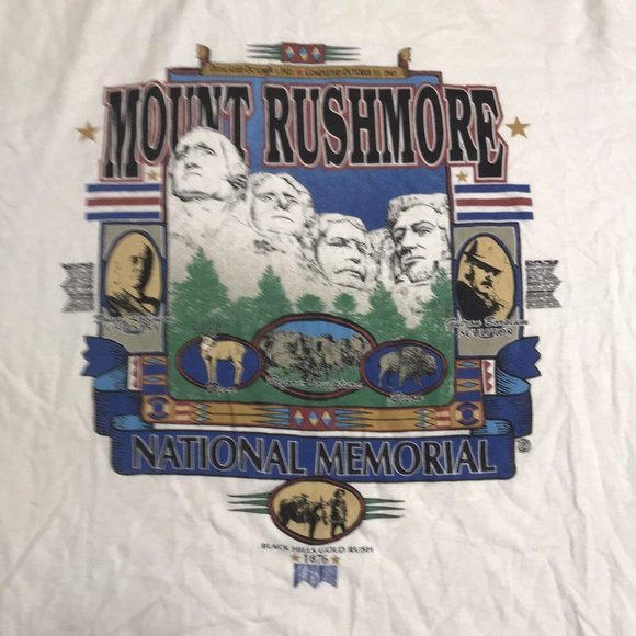 Vtg 90s Mount Rushmore Unisex TShirt Size XLarge Travel USA Black Hills Sturgis - Picture 2 of 6